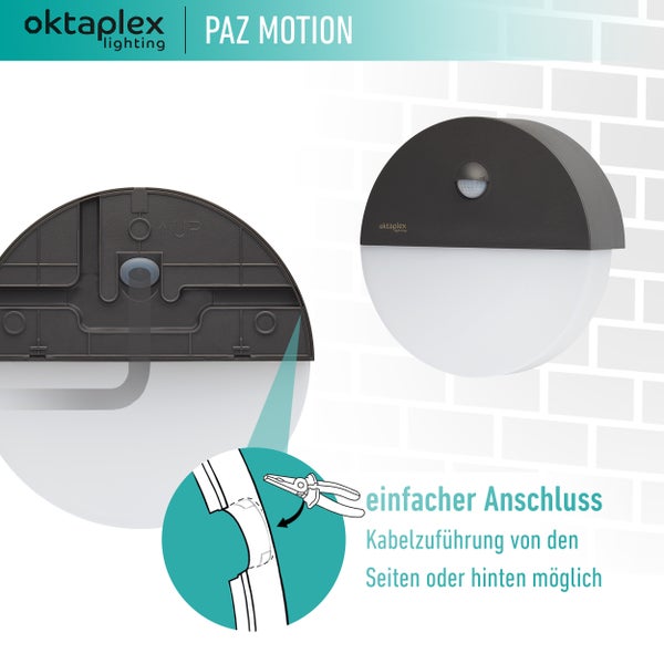 Wandlampe mit Bewegungsmelder warmweiß 3000K 1000 Lumen IP54 10W  anthrazit Außenleuchte 230V