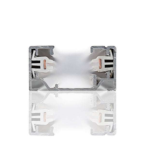 Querschnitt einer Stromschiene aus Aluminium mit Kupferleitern und Kunststoffisolierung.