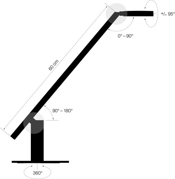 LUCTRA Table Lite Design Schreibtischlampe LED Dimmbar, Gestensteuerung, HCL, 900lm, 2.700K bis 6.500K, 921401, schwarz