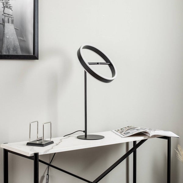 Lucande LED Tischlampe Yekta dimmbar (Design, Modern) in Schwarz aus Metall (1 flammig ) - Tischleuchte Schreibtischlampe Nachttischlampe Wohnzimmerleuchte