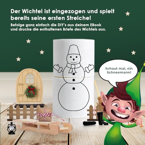 Wichteltür Set - Komplettes Wichtel Zubehör Weihnachten - Wichtelbriefen & Bastelvorlagen - Wichtel Set Weihnachten Komplett - Wichtel Baustelle Set - Wichteltür Zubehör Weihnachtswichtel Milula