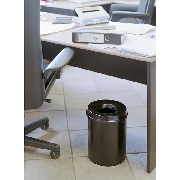 PROREGAL Selbstlöschender Papierkorb & Abfallsammler Aus Metall 30 Liter HxØ 47 x 33,5 cm Schwarz