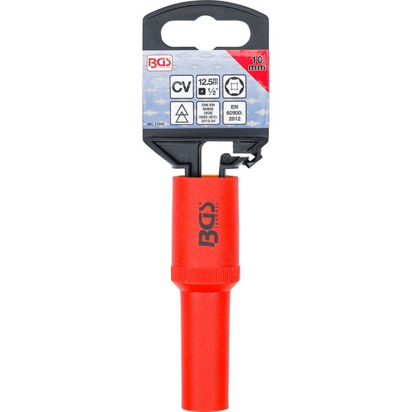 BGS VDE-Steckschlüssel-Einsatz Sechskant Antrieb Innenvierkant 12,5 mm (1/2) SW 10 mm - 72060