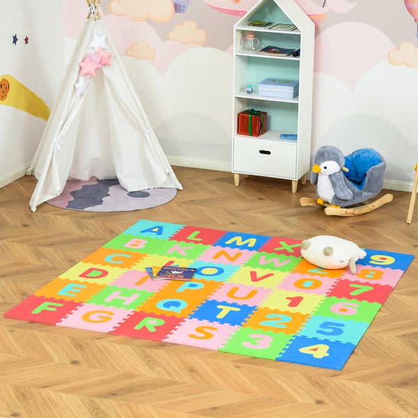 HOMCOM Puzzlematte für Babys, Kinder Spielmatte, 182,5L x 182,5B x 1H cm, EVA, Mehrfarbig