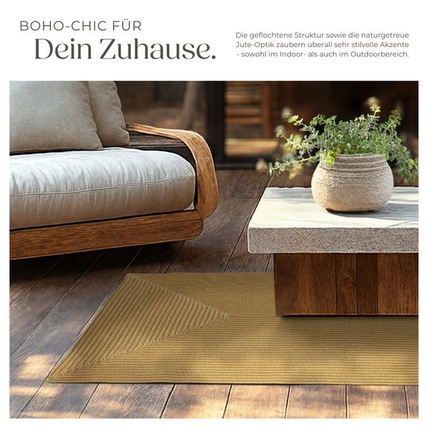 Geflochtener Teppich tectake strapazierfähig und pflegeleicht verschiedene Größen 80 x 150 cm