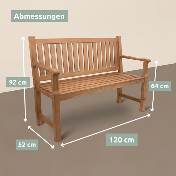 holz4home Gartenbank aus Holz mit Schutzabdeckung und Gartenhandschuhen120cm