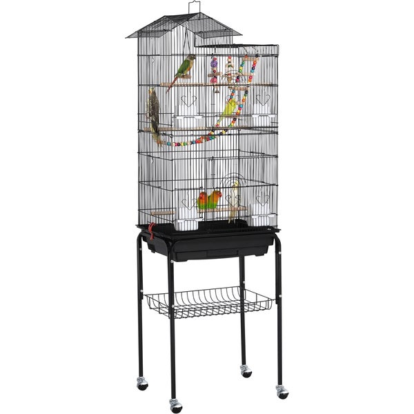 Yaheetech Vogelkäfig mit Ständer , Schwarz
