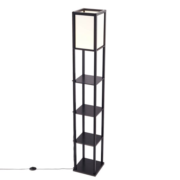 Stehleuchte mit Regal aus Holz