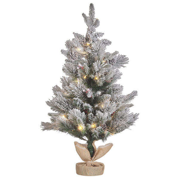 Künstlicher Weihnachtsbaum mit Beleuchtung und Jutesack