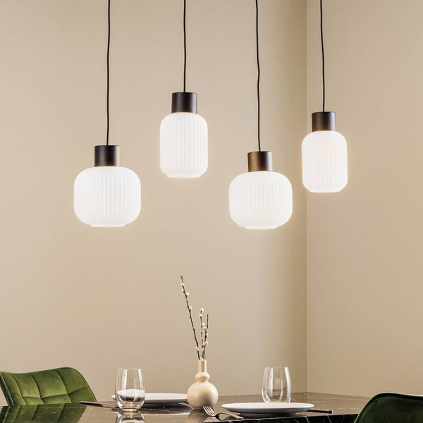 Lucande Pendelleuchte Lomeris (Modern) in Weiß aus Glas (4 flammig, E27) - Hängelampe Esstischlampe Hängeleuchte Wohnzimmerleuchte