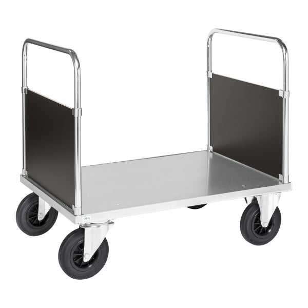 Plattformwagen mit Ladefläche, Schiebebügel und Rollen