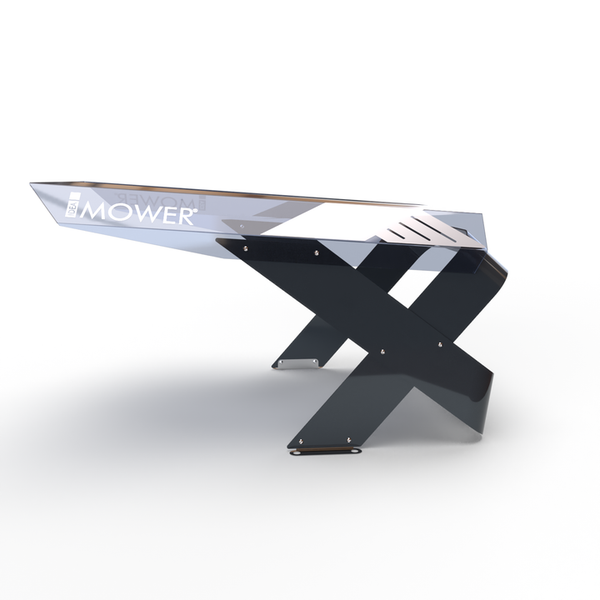 Mähroboter Garage mit transparentem Dach und X-förmigem Gestell