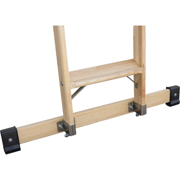 Günzburger Steigtechnik Stufen-Anlegeleiter Holz mit Traverse 12 Stufen - 033722