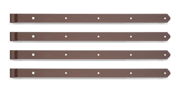 Set mit vier Ladenbändern aus Metall zur Befestigung von Fensterläden oder Türen