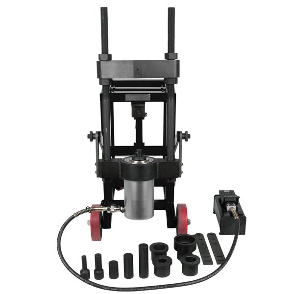 Hydraulische Werkstattpresse mit Zubehör für den Einsatz in Werkstätten