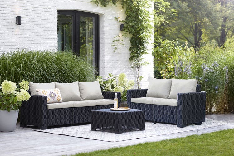 Allibert California 3-teiliges Gartenmöbel Set Wetterfeste Rattanoptik Loungeset für Outdoor