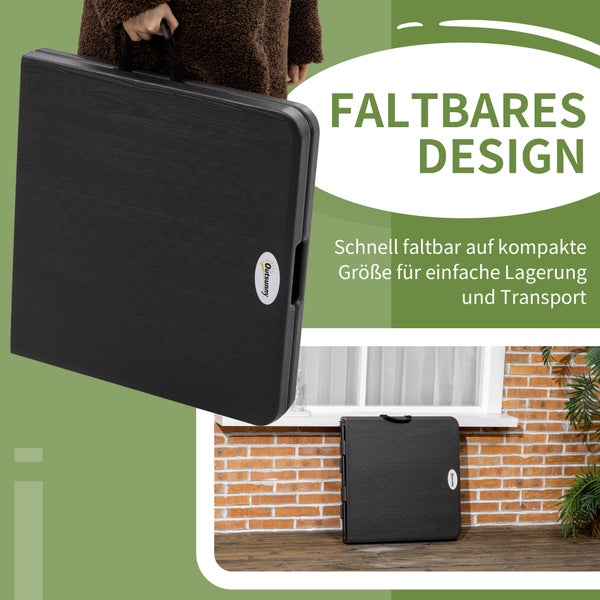 Outsunny Gartentisch klappbar Kunststoff 118 x 60 x 74 cm Wetterfest Klapptisch, rutschfest Buffettisch Campingtisch Balkontisch Terrassentisch Outdoor Esstisch für Garten, Terrasse Balkon Schwarz