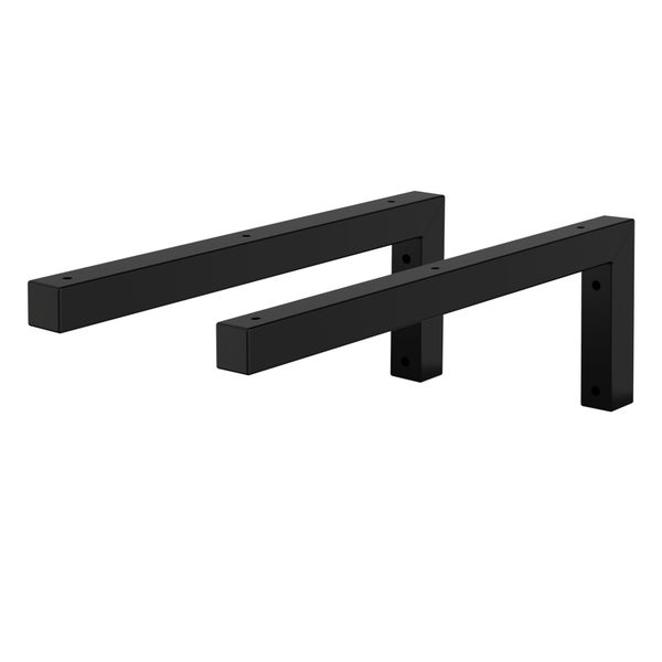 ML-Design 2er Set Wandkonsole Winkel L-Form für Waschtisch, 400x150 mm Schwarz Stahl, Design Waschtischhalterung, Wandhalterung für Waschtischplatte Waschbecken, Konsolenträger Regalträger Regalhalter