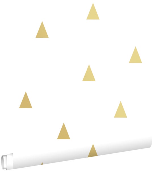 ESTAhome Tapete grafische Dreiecke Gold und Weiß - 53 cm x 10.05 m - 138943
