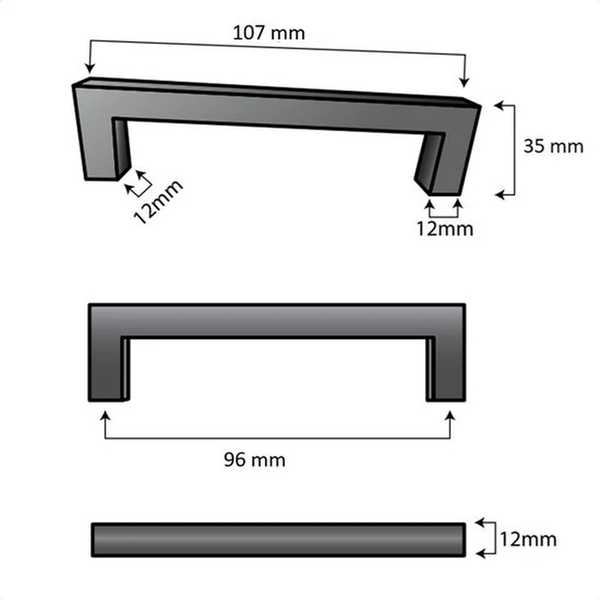 Möbelgriff Stangengriff Dallas Lochabstand 96 mm Schwarz