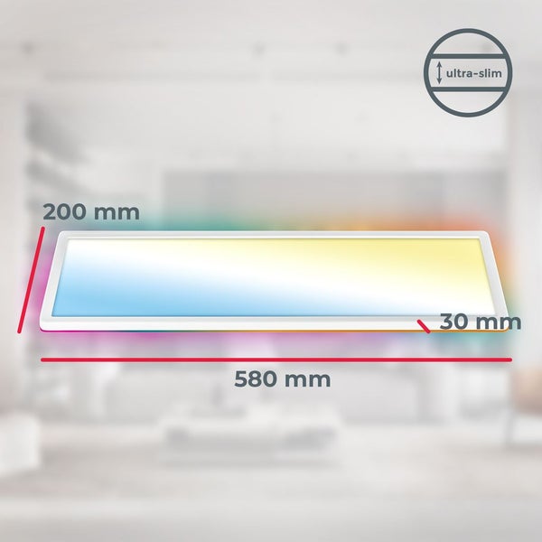 LED Panel mit einstellbarer Farbtemperatur von 3000 Kelvin warmweiß bis 6500 Kelvin tageslichtweiß.