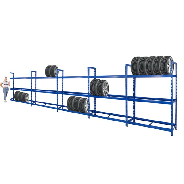 PROREGAL Mega Deal 5x Reifenregal Tiger XL HxBxT 200 x 150 x 45 cm Bis Zu 90 Reifen Blau