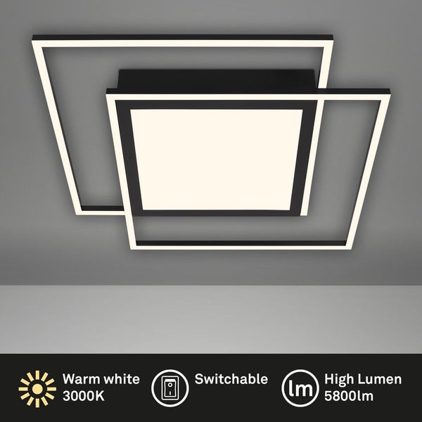 Briloner Leuchten FRAME CENTER - Wand-& Deckenleuchte - 3740015 - Getrennt schaltbar - 3000K warmweiß - 51 W ? 5800 lm - 51,5 x 51,5 x 6,5 cm