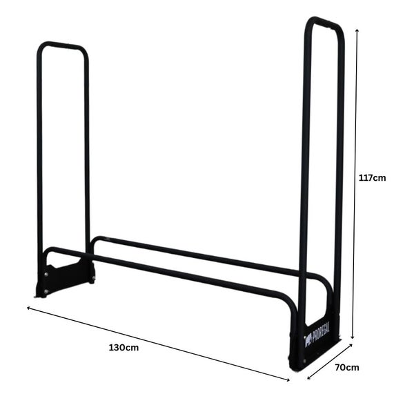 Brennholzregal aus Metall mit den Maßen 130 x 117 x 70 cm