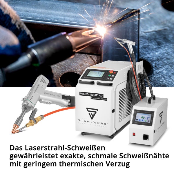 Laserstrahl-Schweißgerät mit Schweißpistole und Bedienfeld von Stahlwerk