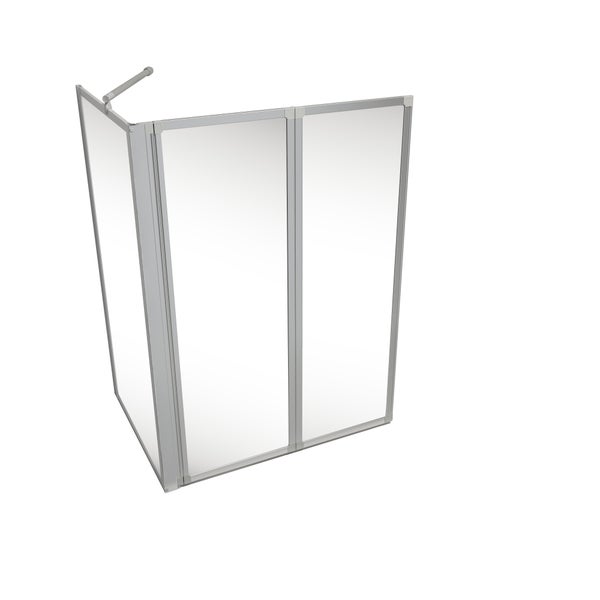 Duschwand aus Glas mit zwei Elementen und Stabilisierungsstange