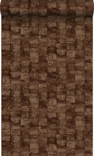 Rolle einer braunen Vliestapete mit Steinmuster