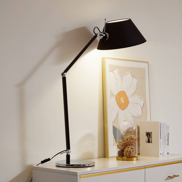 Lucande Tischlampe Dansari in Schwarz aus Metall (1 flammig, E27) - Tischleuchte Schreibtischlampe Nachttischlampe Wohnzimmerleuchte