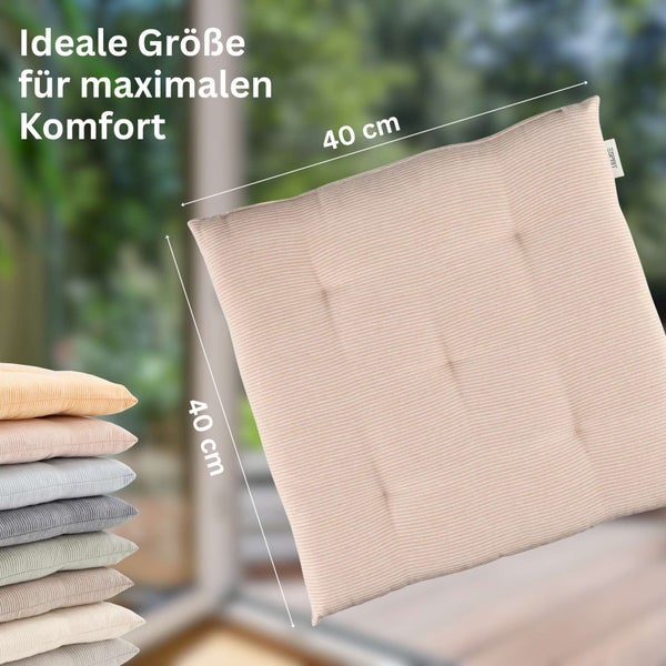 Esprit Sitzkissen mit feinem Streifenmuster, Maße 40 mal 40 Zentimeter.