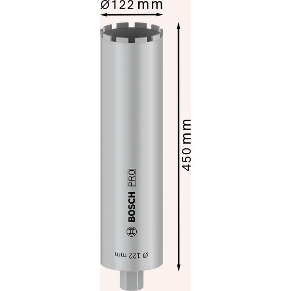 Bosch Pro Mauerkrone mit 122 Millimeter Durchmesser und 450 Millimeter Länge.