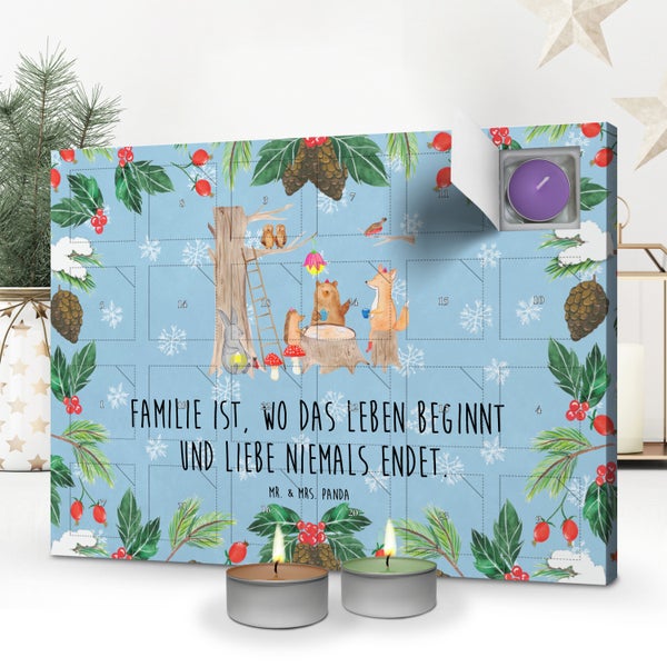 Mr. & Mrs. Panda Duftkerzen Adventskalender Waldtiere Picknick - Blau Pastell