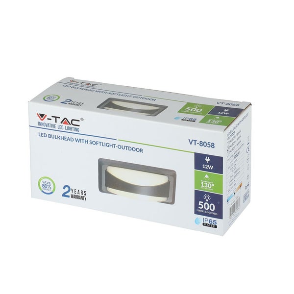 Verpackung einer V-Tac LED-Wandleuchte mit Softlight für den Außenbereich