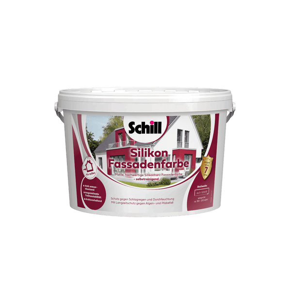 Eimer mit Schill Silikon Fassadenfarbe für Aussen