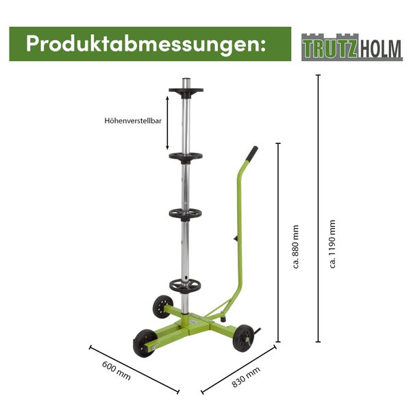 Tragkraftheber mit Produktabmessungen und TRUTZHOLM Logo