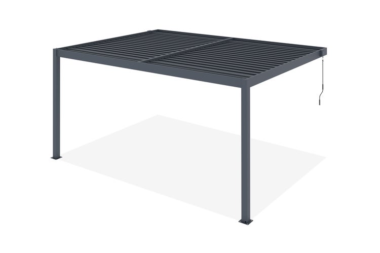 Pergola bioklimatisch aus Aluminium PIANA 388 x 298 x 218 cm selbsttragende - mit isolierten  verstellbares Lamellendach, graue