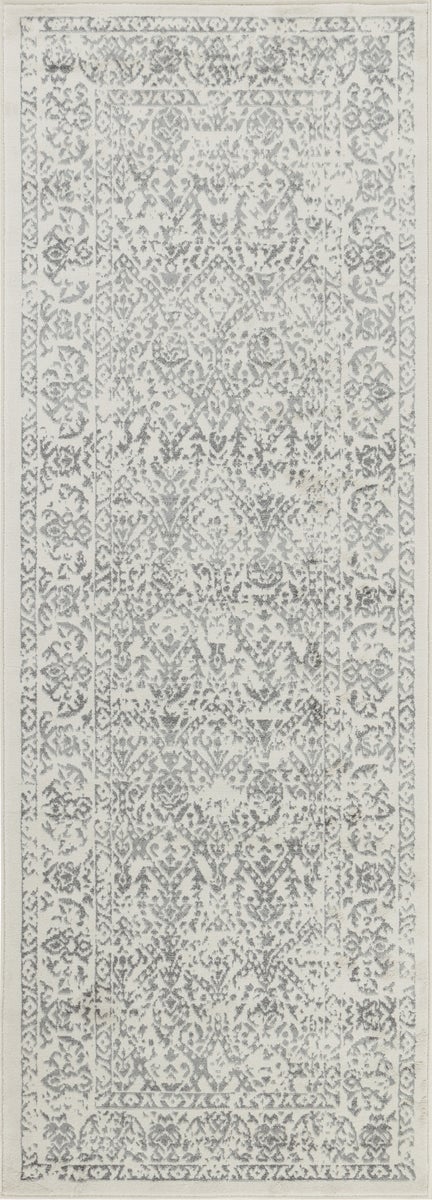 Vintage Orientalischer Flurteppich - Weiß/Grau - 80x220cm - MARGAUX