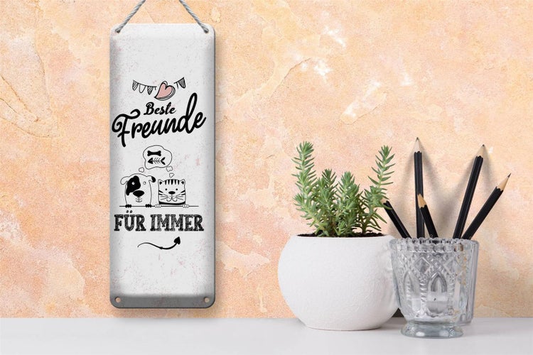 Blechschild Spruch Beste Freunde für immer 10x27cm Dekoration