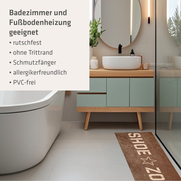 Akzente Feel Badematte mit Motiv in Braun Fußmatte 35 x 100 cm, rutschfest, saugfähig