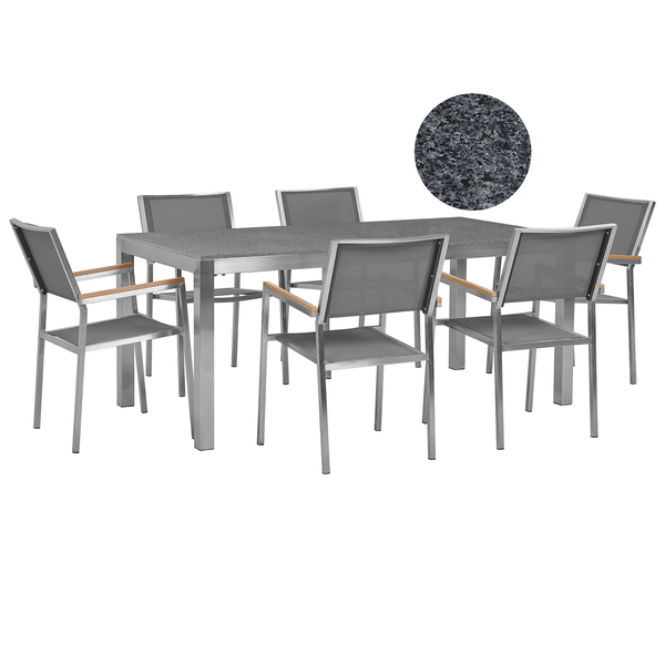 Gartenmöbel Set 6-Sitzer GROSSETO Granit Polierter Grau
