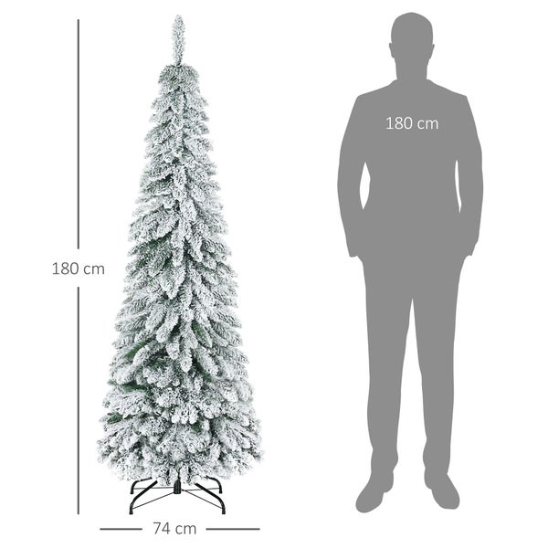 HOMCOM Künstlicher Weihnachtsbaum, 74L x 74B x 180H cm, Kunststoff, Stahl, Grün