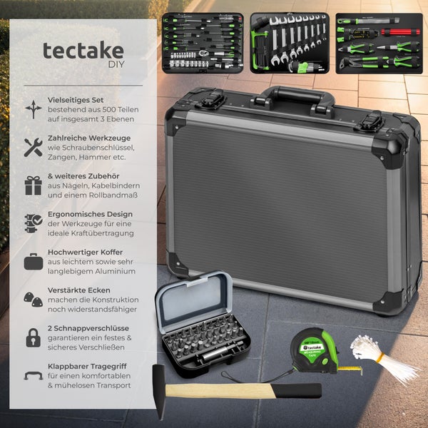 Werkzeugkoffer tectake  500-teilig mit Klappgriff