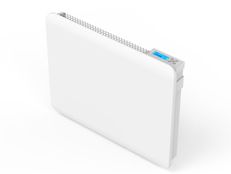 Weißer Konvektionsheizkörper mit digitalem Display