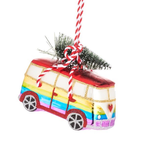 VW Van Regenbogen Weihnachtskugel - Sass & Belle