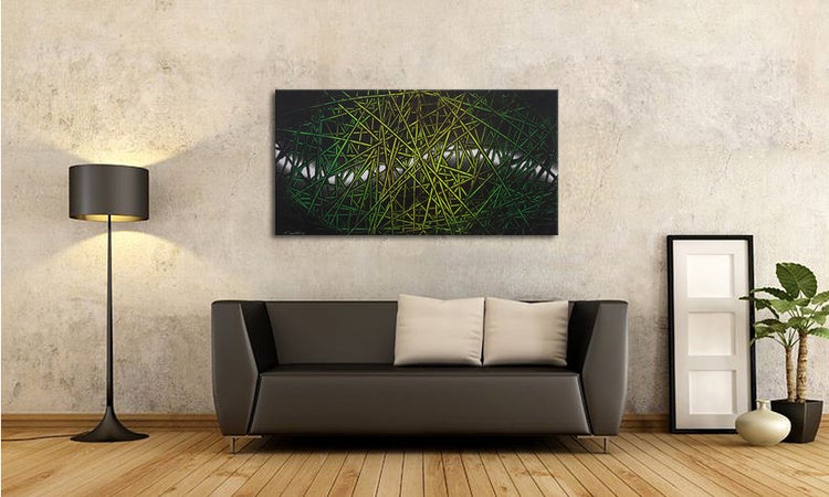 Das schöne Bild -Green Rumble- 140x70x2 cm handgemaltes Unikat
