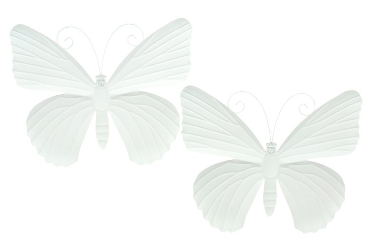 FRANK FLECHTWAREN|Schmetterling Blau & Orange, 2er Set, 34 x 27 cm , METALL