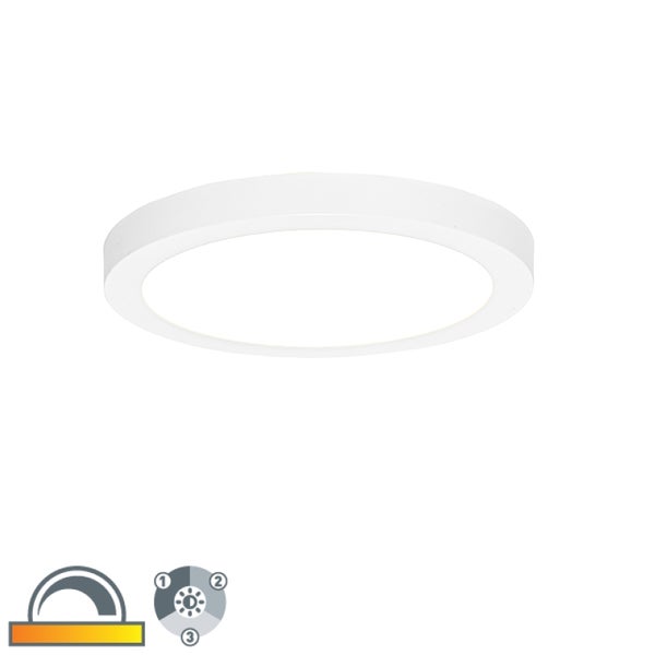 Einbau- oder Aufbaustrahler weiß 22 cm inkl. LED 3 Stufen dimmbar bis warm - Trans